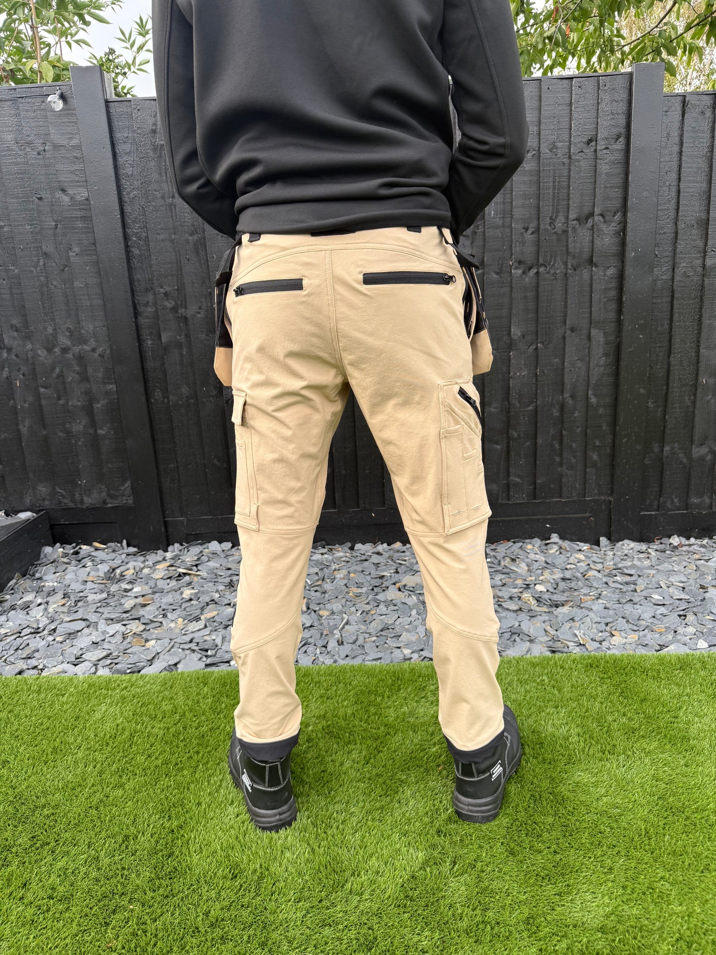 Comodo Workwear Joggers Slim Fit Trousers in Beige