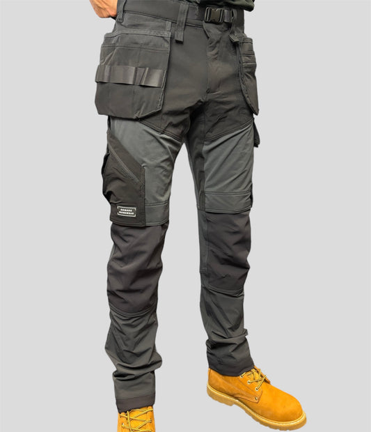 BIGGER SIZES BIGGER SAVING Comodo Workwear Tradesman Trousers 4 Way Stretch Slim Fit Grey