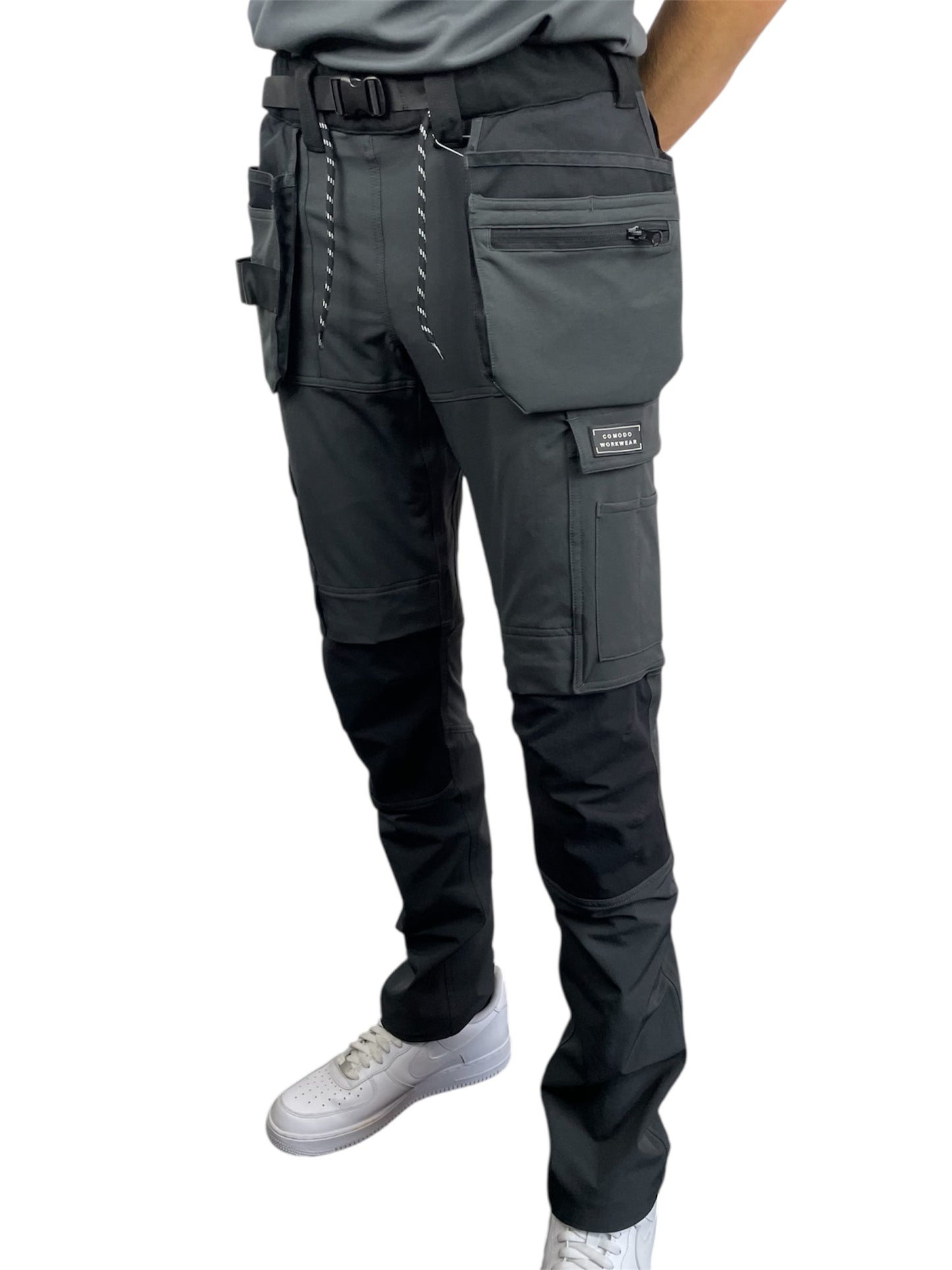 Comodo Workwear Joggers Slim Fit Trousers in Grey