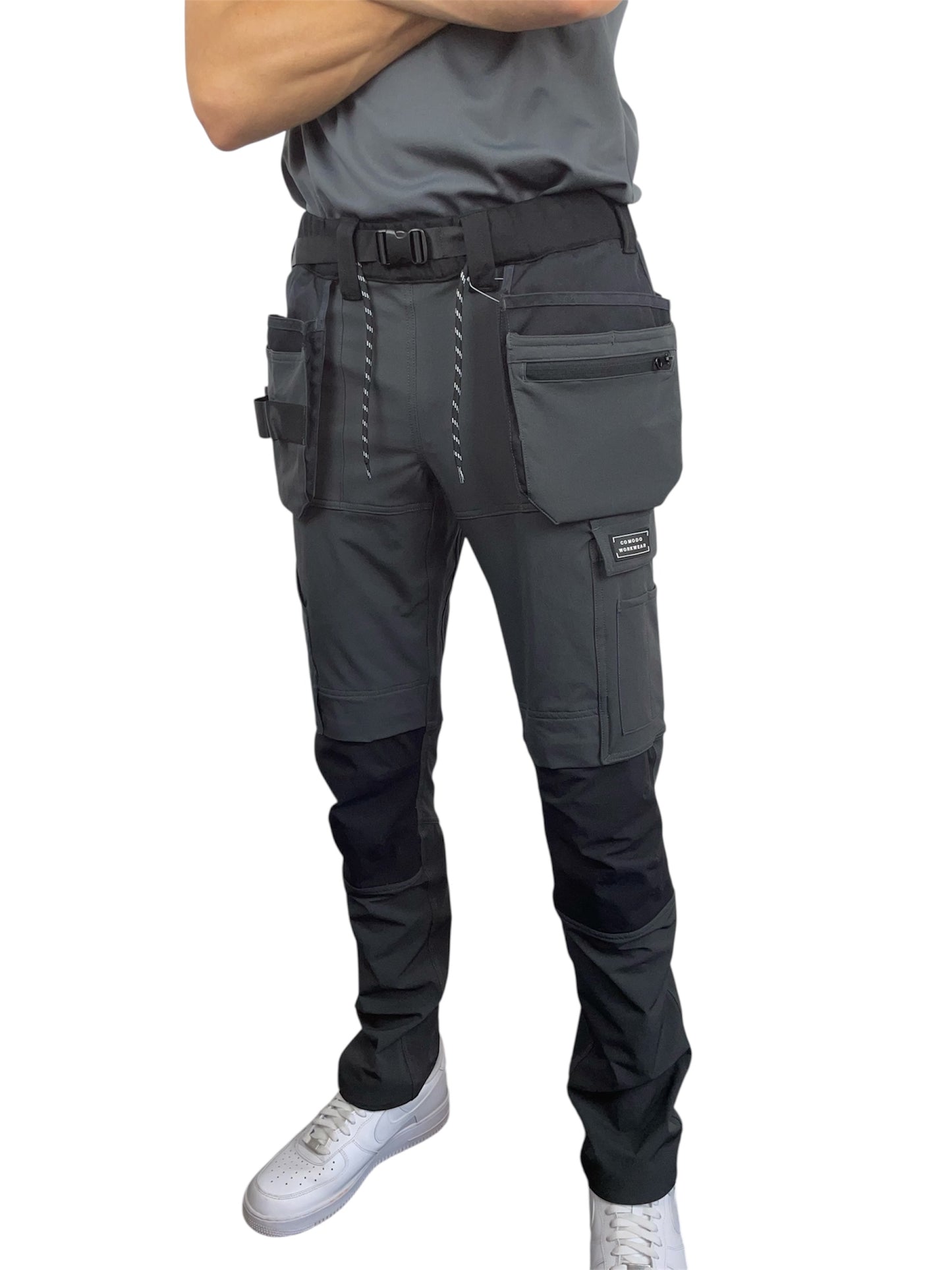 Comodo Workwear Joggers Slim Fit Trousers in Grey