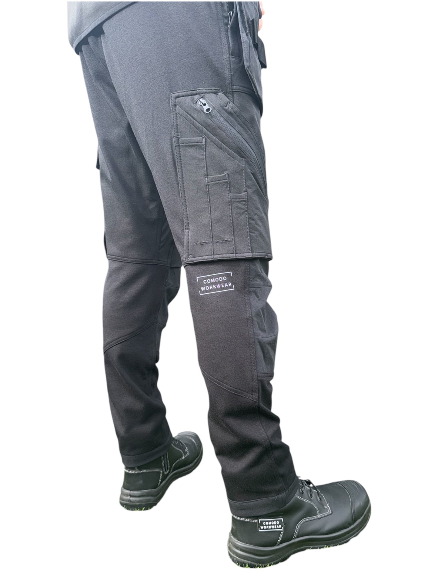 New Comodo Workwear Slim Fit Tradesman Trousers in Black