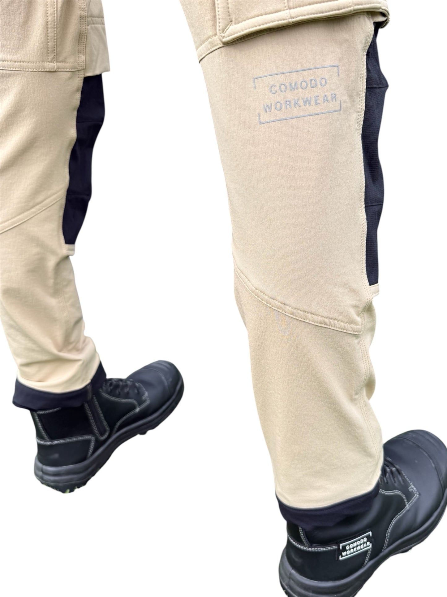 New Comodo Workwear Slim Fit Tradesman Trousers in Beige