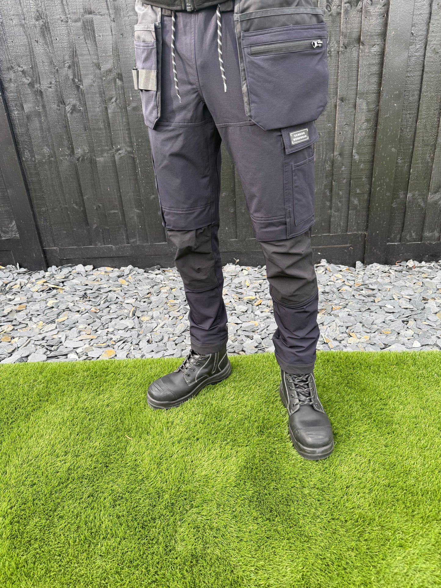 Comodo Workwear Joggers Slim Fit Trousers in Navy