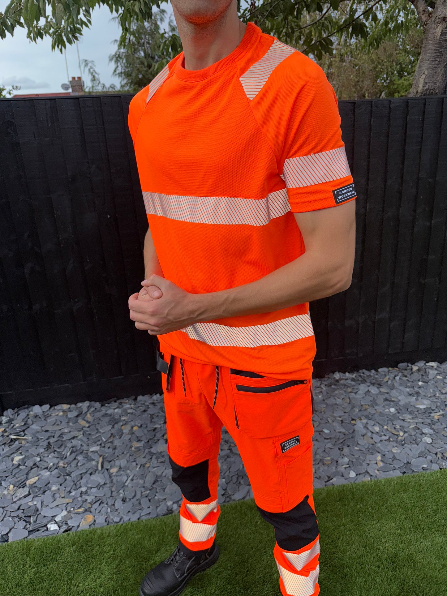 Comodo Workwear Joggers Slim Fit Trousers in Orange