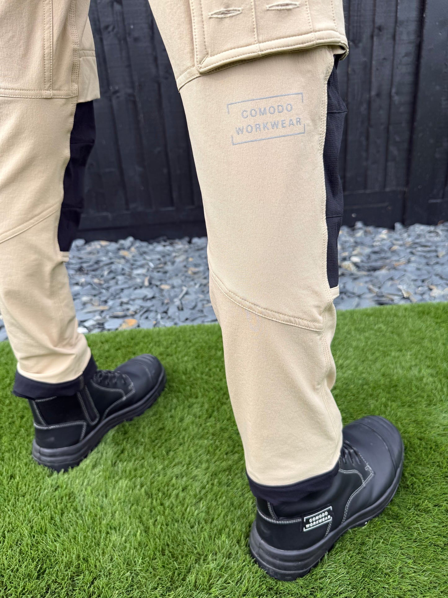Comodo Workwear Joggers Slim Fit Trousers in Beige