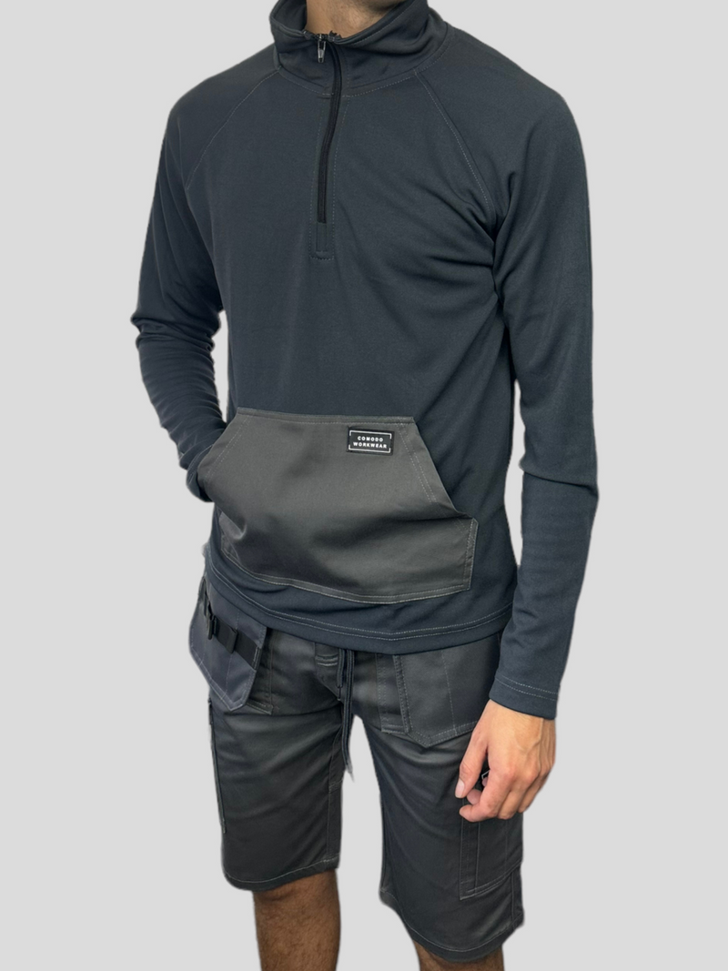 Comodo Workwear Matching Shorts & 1/4 zip set in Grey