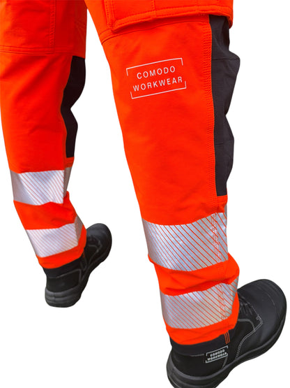 New Comodo Workwear Slim Fit Tradesman Trousers in Orange