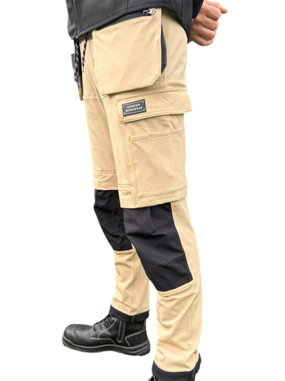 New Comodo Workwear Slim Fit Tradesman Trousers in Beige