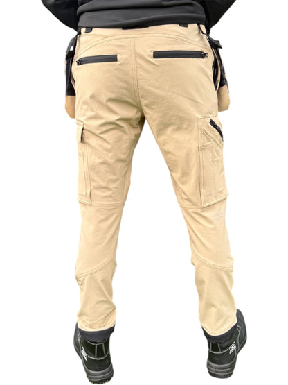 New Comodo Workwear Slim Fit Tradesman Trousers in Beige