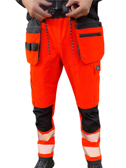 New Comodo Workwear Slim Fit Tradesman Trousers in Orange