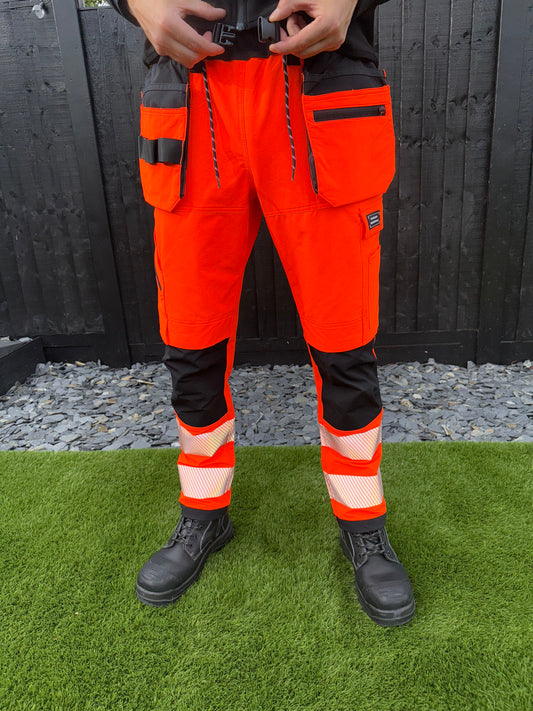 Comodo Workwear Joggers Slim Fit Trousers in Orange