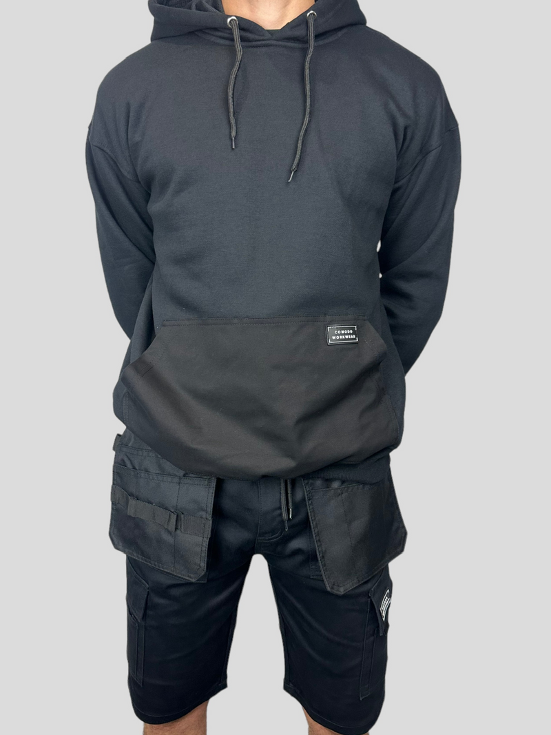 Comodo Workwear Shorts & Hoodie Matching set in Black