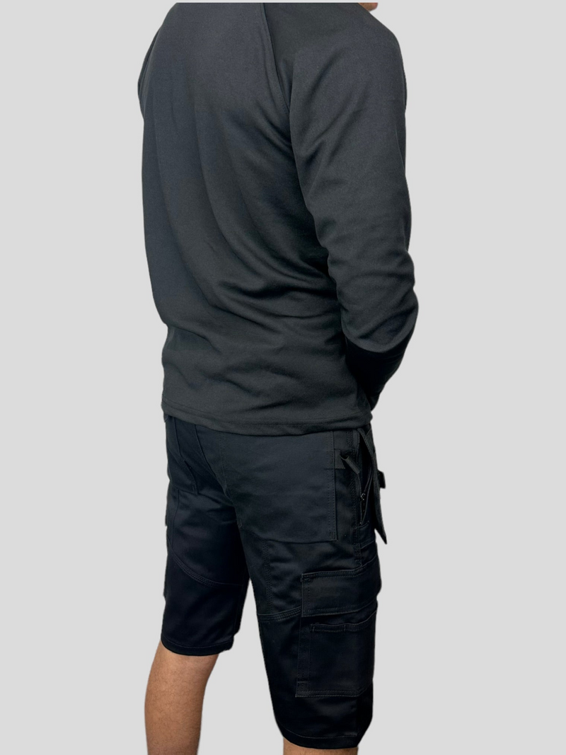 Comodo Workwear Matching Shorts & 1/4 zip set in Black
