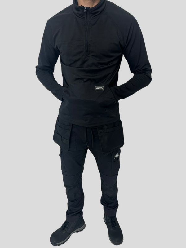 Comodo Workwear Poly-Tech 1/4 zip Twin Set in Black